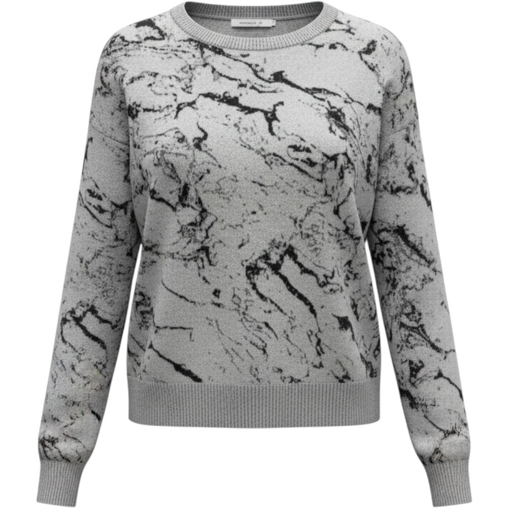 Stitches & Stripes Gray Black Marble Print Crewneck Sweater SSCY200601-E Small